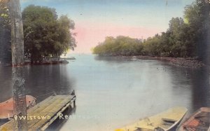 J84/ Lewistown Reservoir Ohio Color RPPC Postcard c1910 Boat Dock 283