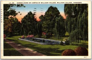 1957 Garden Scene Campus Of Milligan College Tennessee Landscape Posted Postcard