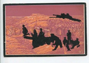 438586 WWI SILHOUETTE naval machine gun department Military postcard OPF #26315