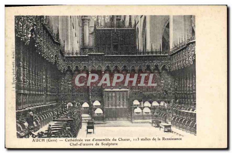 Old Postcard Auch Gers Cathedral Choir Overview