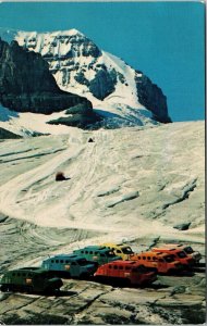 Snowmobiles Ice Taxis Canadian Rockies Athabasca Glacier Postcard VTG UNP Unused 