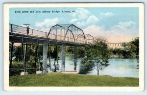 ALBANY, Georgia GA ~ Flint River and EAST ALBANY BRIDGE ca 1920s   Postcard