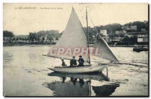 Postcard Old Boat Sailboat Billancourt banks of the Seine