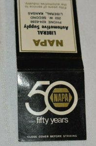 NAPA 50 Years Liberal Automotive Supply KS Advertising 20 Strike Matchbook Cover