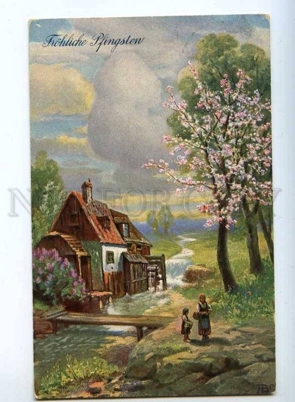 240796 SPRING Rural Life WATER MILL by FB Vintage postcard
