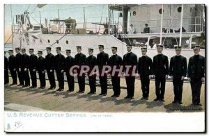 Old Postcard Boat US Revenue Cutter SErvice Line of Cadets