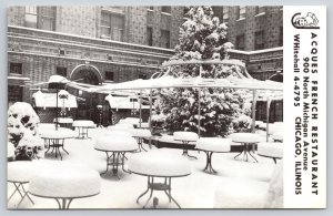 Chicago IL~Jacques French Restaurant~Dining Patio Winter Scene~1940s B&W PC