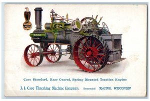 1910 Case Standard Rear Geared Spring Mounted Traction Engine Racine WN Postcard