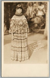 NATIVE AMERICAN ALA MACHEE in WEDDING GOWN ANTIQUE REAL PHOTO POSTCARD RPPC