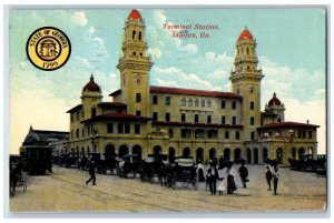 1911 Terminal Station Atlanta Georgia GA Constitution Arc Logo Posted Postcard