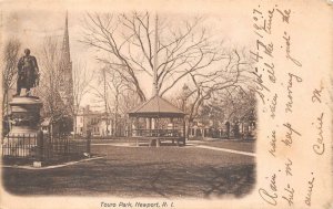 TOURO PARK NEWPORT RHODE ISLAND TO SHELTER ISLAND HEIGHTS NEW YORK POSTCARD 1907