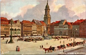 Postcard GER Dresden Saxony Tuck 7093 - The Altmarkt or Market-Place