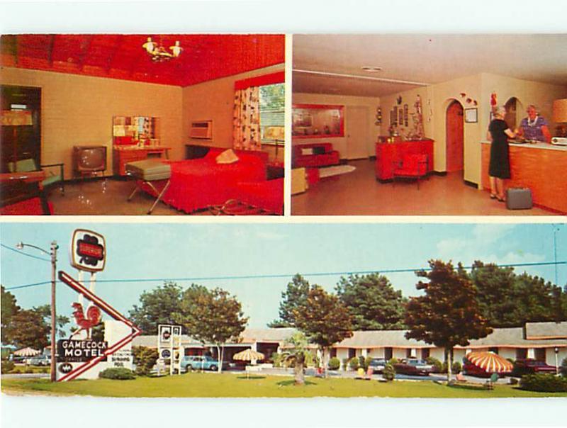 Vintage Post Card Gamecock Motel Restaurant Interior Santee  S C   # 4308