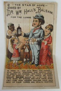 ANTIQUE MECHANICAL VICTORIAN TRADE CARD Dr. Wm. HALL'S BALSAM CHEMIST & DRUGGIST