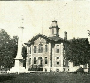 Howard County Court House Civil War Soldiers Monument, Cresco Iowa 1908 Postcard