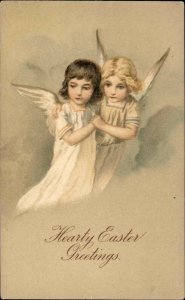 Winsch Easter Beautiful Children Angels Art Nouveau c1910 Vintage Postcard