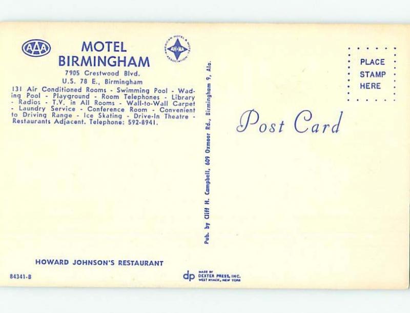 Unused Pre-1980 MOTEL SCENE Birmingham Alabama AL G7269