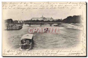 Old Postcard Perspective Paris on the Seine taken Solferino Bridge Boat Penic...