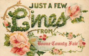 BB London Embossed Postcard D 500 Flowery Lines From Boone County Fair NE