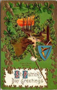 St Patricks Day Greetings, Carr's Glen, Belfast Shamrocks Vintage Postcard T43