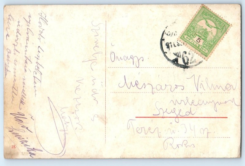 Budapest Hungary Postcard East Station with Baross Monument c1910 Posted