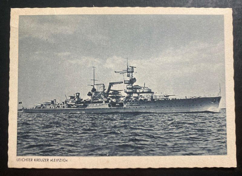 Mint Germany Real Picture Postcard Light Cruiser Leipzig In High Seas WW2