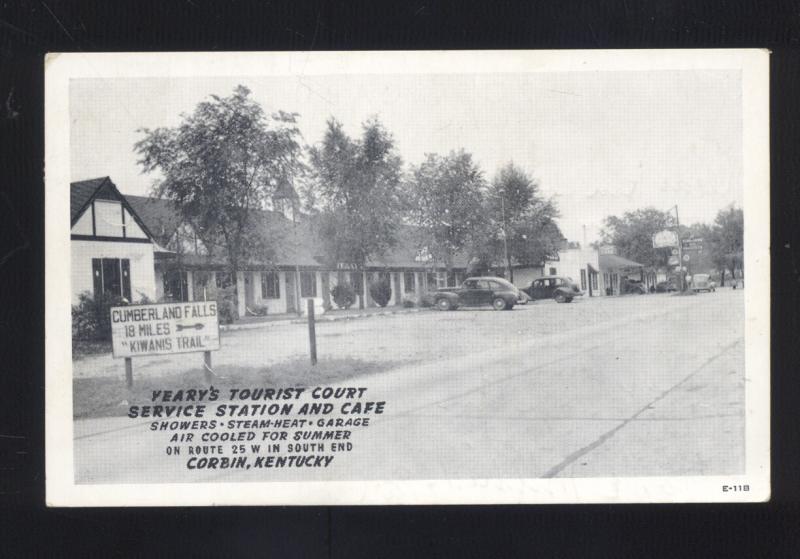 CORBIN KENTUCKY 1940's CARS GAS STATION RESTAURANT OLD ADVERTISING POSTCARD