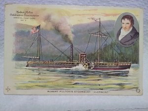 Robert Fulton's Steamboat Clermont 1909 Hudson-Fulton Celebration Souvenir card