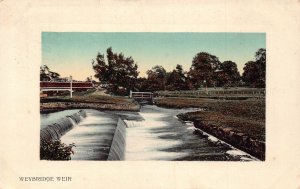 England 1908 Weybridge Weir Passepartout vintage postcard