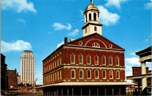 Faneuil Hall Dock Square Boston Massachusetts MA WOB 5c Washington Postcard PM 