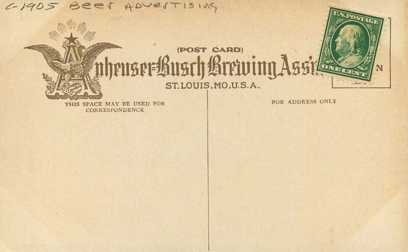 Anheuser Busch St Louis Missouri Beef Advertising C-1905 Postcard Visitors 8584