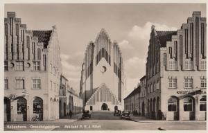 Kobenhavn Grundtvigskirken Restaurant Bicycle Real Photo Old Postcard