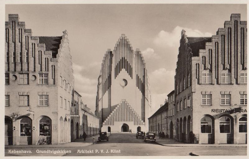 Kobenhavn Grundtvigskirken Restaurant Bicycle Real Photo Old Postcard