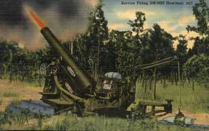 WWII Military - Firing 240-MM Howitzer - DPO 1942 - Linen