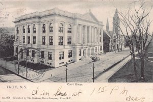 Court House, Troy, New York, Very Early Postcard, Used in 1904