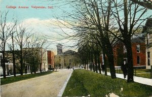 Vintage Postcard; College Avenue Valparaiso IN Porter County Unposted Wheelock