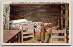 Lean To of The Lincoln Berry Store Lincoln's Bed New Salem Park IL Postcard C37