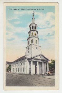 P2283, old postcard st. michael,s church charleston south carolina unused