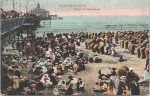 Netherlands Scheveningen Strand Met Wandelhoofd Vintage Postcard 09.41