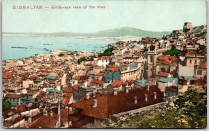 Gibraltar - Bird's Eye View of the town Buildings and Houses Ocean View Postcard