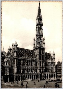 Brussels Town Hall Belgium Majestic Gothic Building Real Photo Rppc Postcard