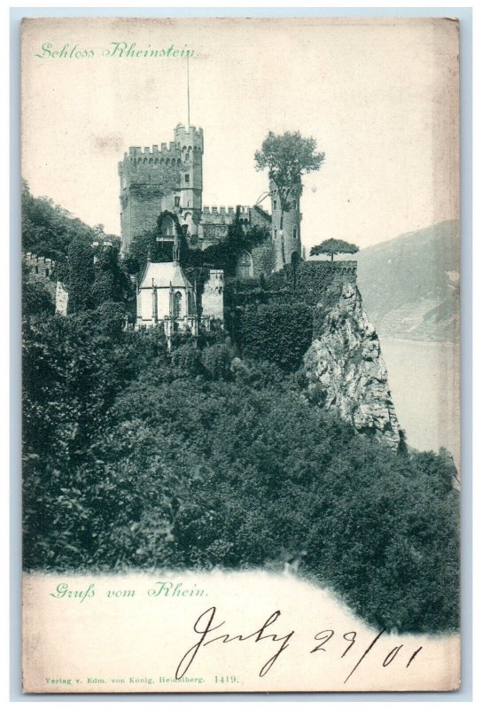 1901 Schloss Burg Rheinstein Trechtingshausen Germany Unposted Antique Postcard