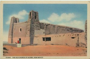 The Old Church Pueblo At Acoma, New Mexico Vintage FRED HARVEY Postcard