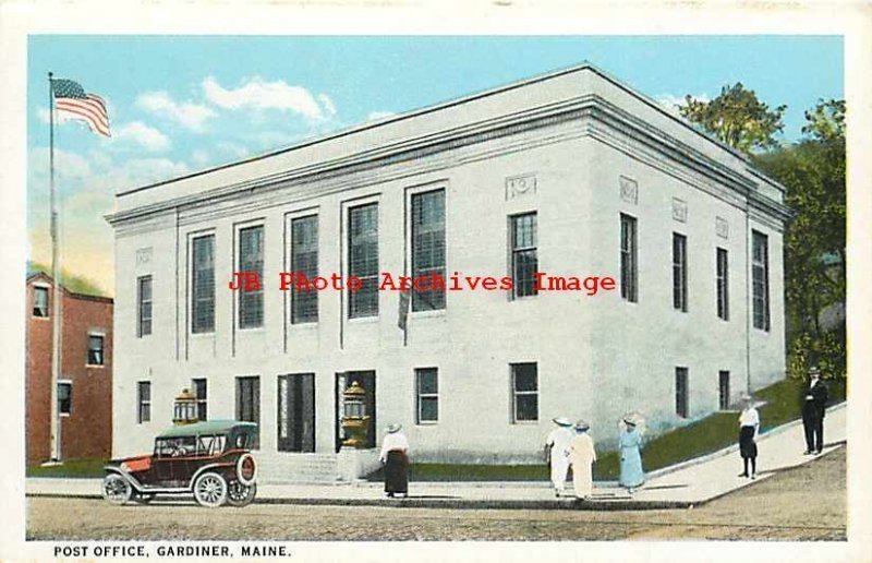 ME, Gardiner, Maine, Post Office Building, Exterior View, Curteich No A-77447