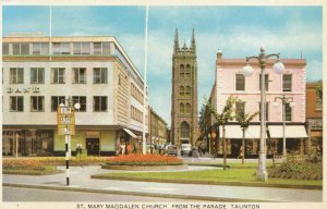 Somerset Postcard - St. Mary Magdalen Church from the Parade, Taunton  Ref 9845A