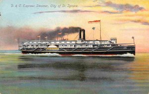 Steamer City of St Ignace D&C Express 1909 postcard