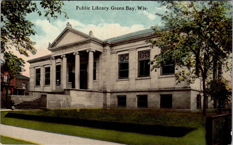 Green Bay Wisconsin Public Library Postcard X6