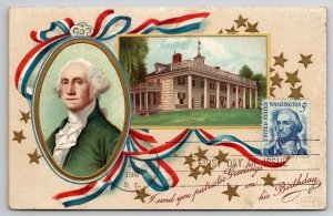 George Washington Patriotic With 1966 First Day Issue c1910 Postcard Y29