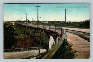 Conneaut OH, High Level Rail Bridge, Town View, Vintage Ohio Postcard