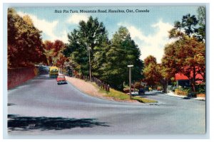c1940s Hair Pin Turn Mountain Road Hamilton Ontario Canada Postcard
